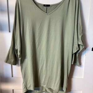 Relaxed V-Neck Dolman Top - Sage Green